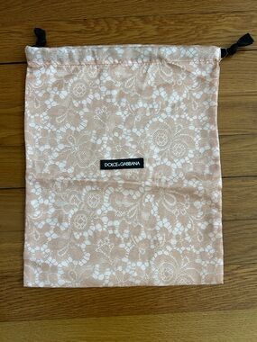 Dolce & Gabbana Blush Pink Lace-Print Drawstring Dust Bag